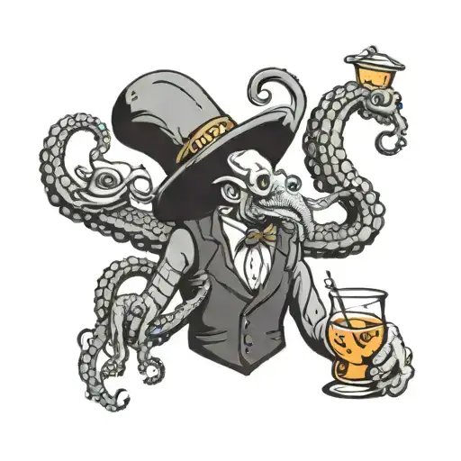 Octopus Bartender Mixing Drinks