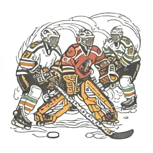 Hockey Goalie Surrounded By 3 Kids Playing Hockey