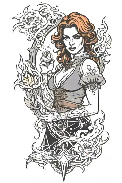 Triss Merigold With Fire Flames