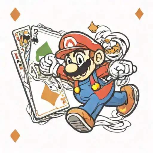 Super Mario With Joker Poker Cards
