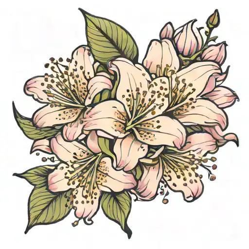 Lily Flower Blooming Cherry Blossom