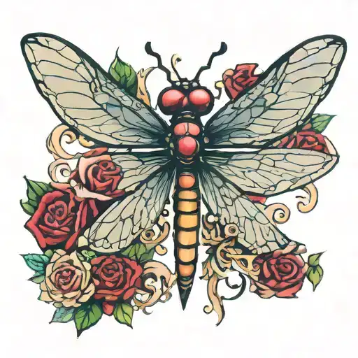 Dragonfly With A Ruby Heart Inside Representing The Client's Love