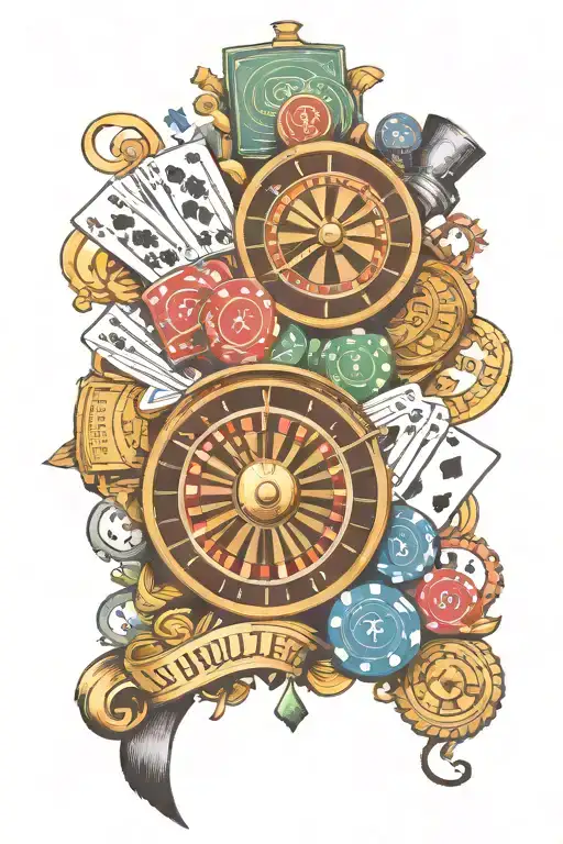 Gambling Themed Tattoo Featuring Roulette