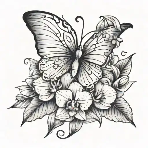 Orchid And Butterfly