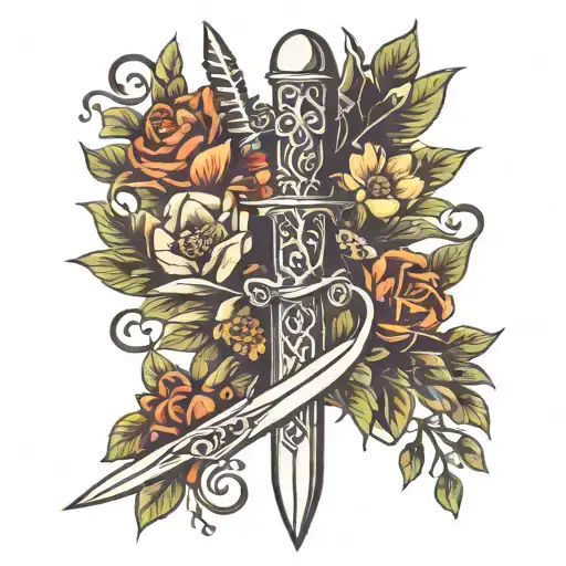 Dagger With Flowers Intertwined