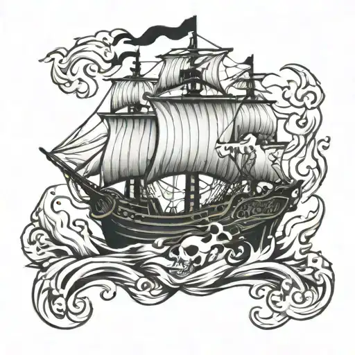 Pirate Ship With Flames