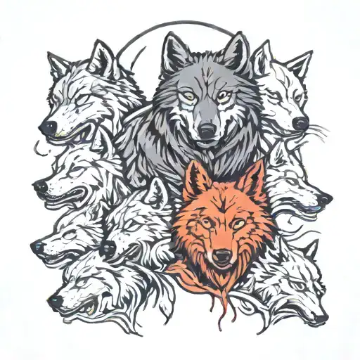A Lone Wolf Surrounded By A Pack Of Wolves
