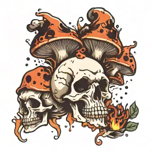 Skull Mushrooms And Explosion
