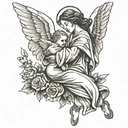 Angel Carrying Baby