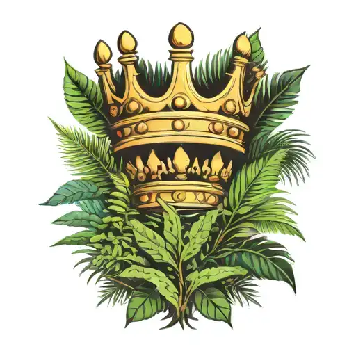 Kings Crown Amongst Jungle Palms And Ferns