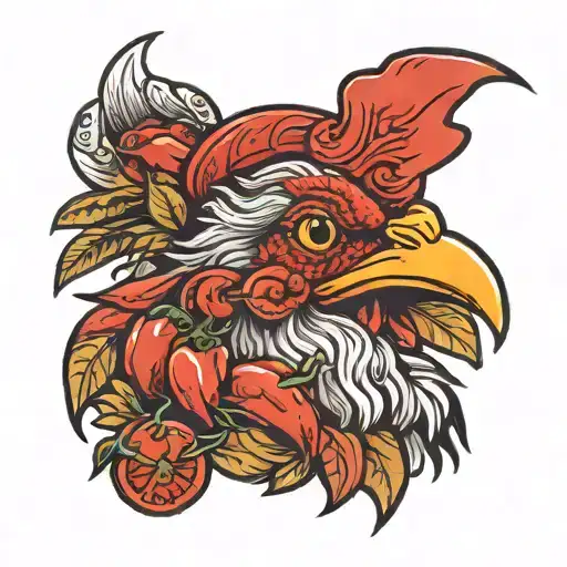 Female Chiken With Lashes Eating Proudly Hot Chili