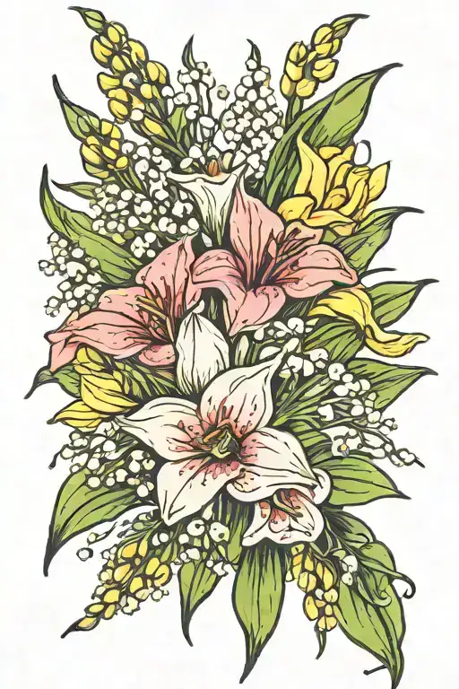 Lily Of The Valley Daffodils And Gladiolus Bouquet