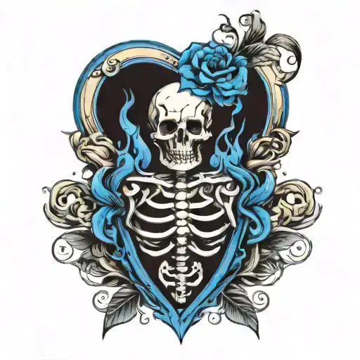 Skeleton Heart Blue Fire