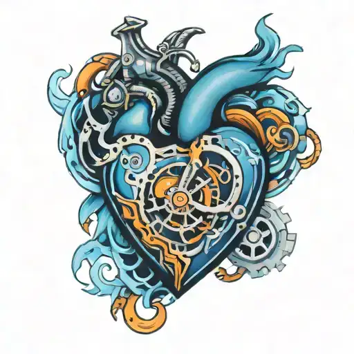 Mechanical Heart Blue Fire