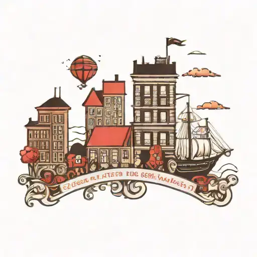 Skyline Rotterdam Twin Kids Boy Girl Red Black