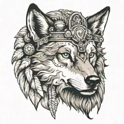 Wolf With Sheep Headdress Being Worn