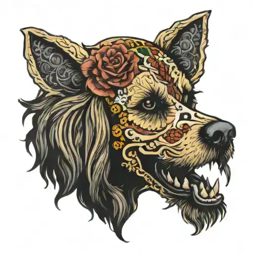 Golden Doodle With Day Of The Dead Skull Face