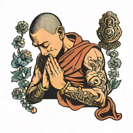 Monk Holding Rosary Praying Hands Holding