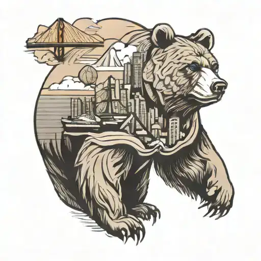 Bear And Sf City Skyline