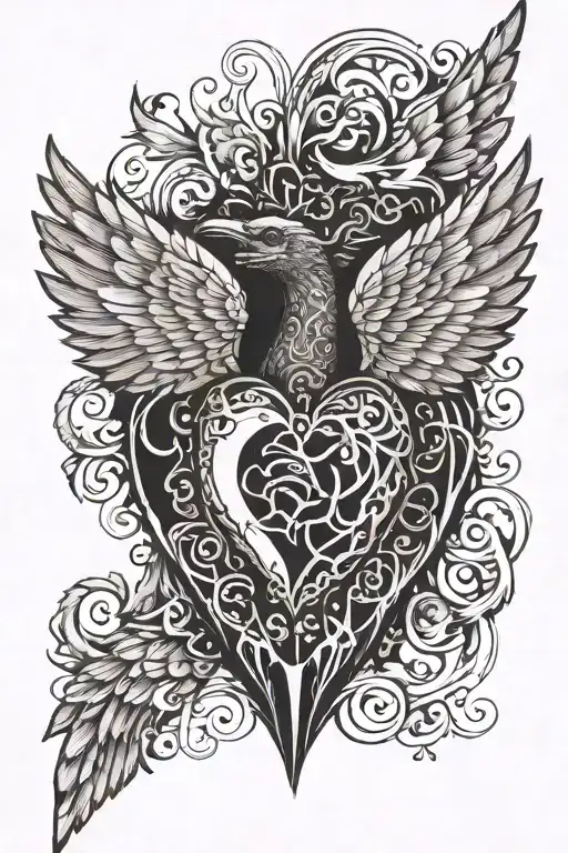 Wings Spread Wings Made Entirely Black Human Heart