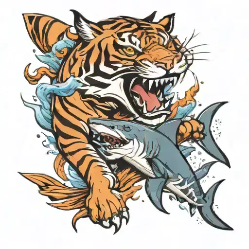 Shark And Tiger Fighting