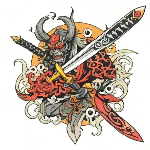 Japanese Sword And Demon