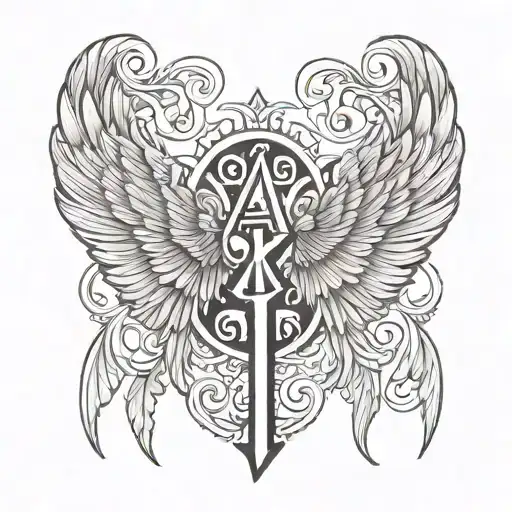 August 12 2022 In Roman Numerals Under Angel Wings