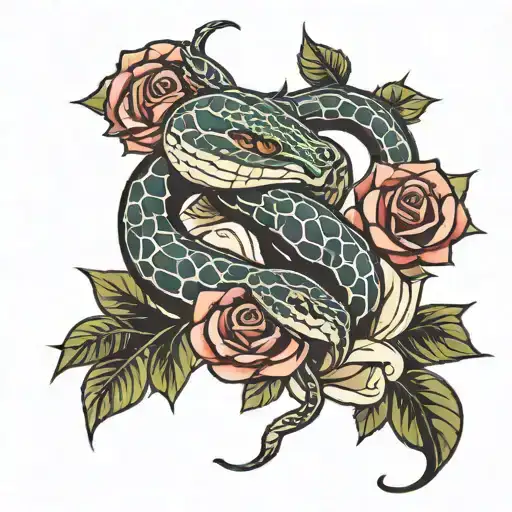 Snake And Roses