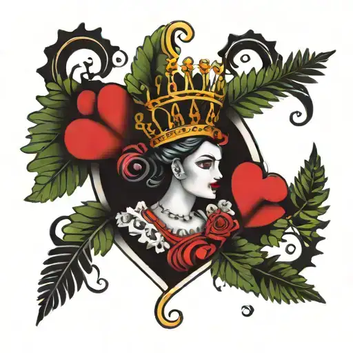 Queen Of Hearts And Fern Leaf