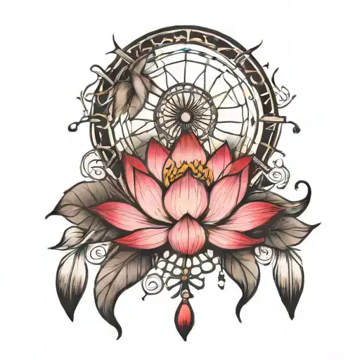 Lotus Flower And Dream Catcher