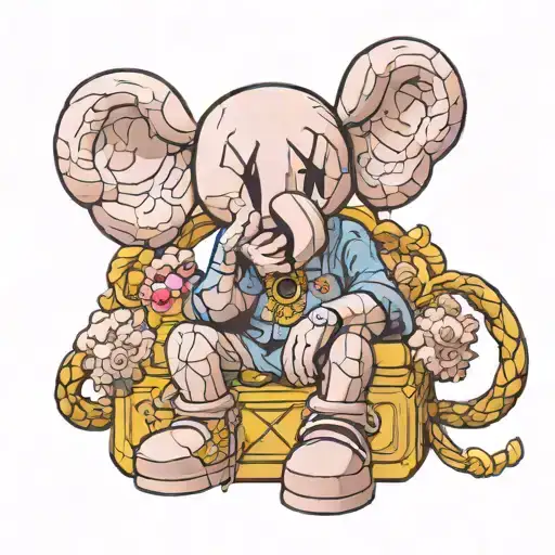 3 Kaws Statue Speak No Evil Wearing Louis Vuitton