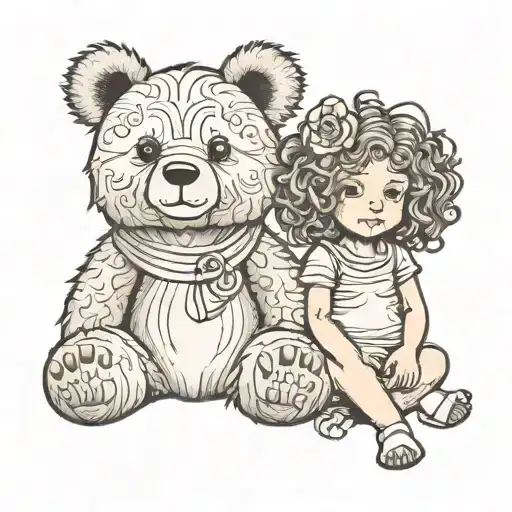 Young Girl And Frizzy Bear