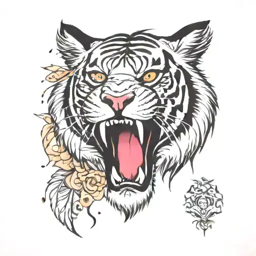 The Face Of A Tiger With Wings Sticking Out