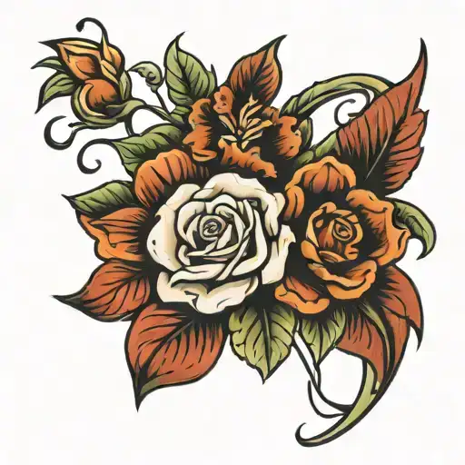 Two Stemmed Flowers Intertwined Representing The Client's 2 Children Cole And Gianna