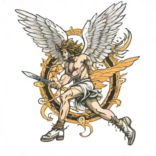 Icarus Falling Angel With Feathers Flying