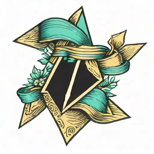 Arrow With A Teal Ribbon Wrapping Itself
