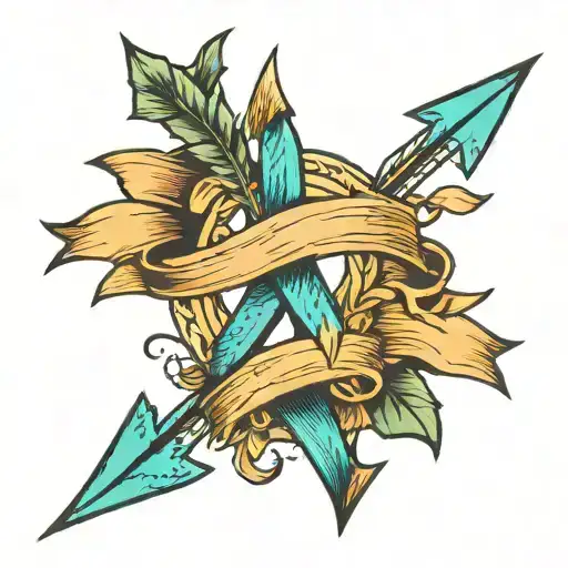 Arrow With A Teal Ribbon Intertwined