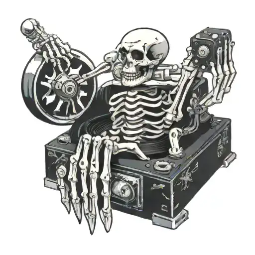 Vinyl Record Player Skeleton Hand Evil