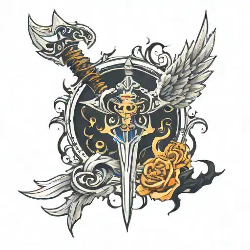 Sword With Wings And Flame