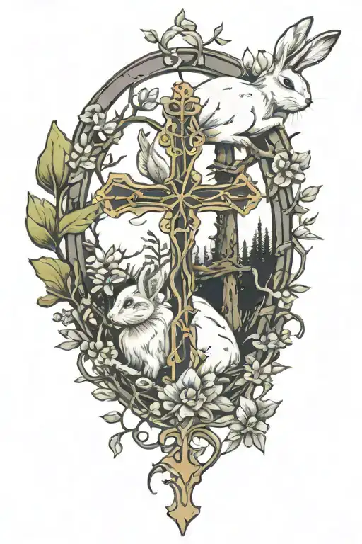 Cross And Rabbit And Forest