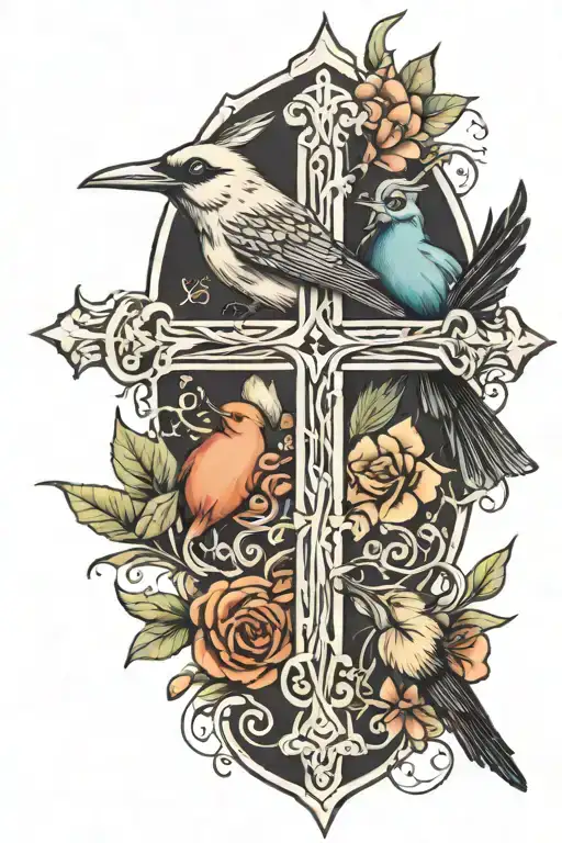 Cross And Bird And Rays