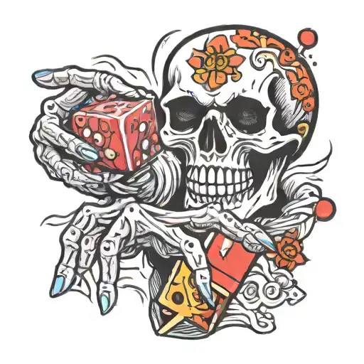 Skull Hand Throwing Dice Rolling