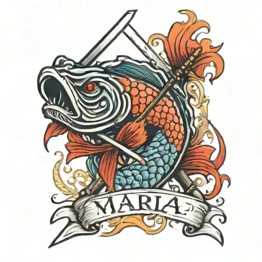 Name Maria With Katana And Red Carps