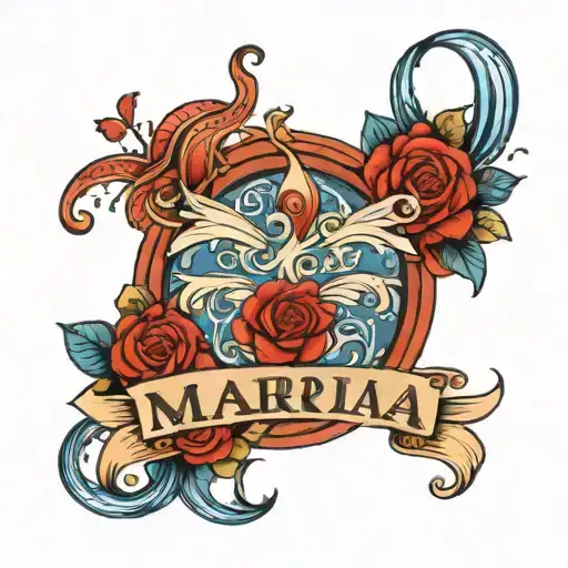 Name Maria With Red And Blue Color