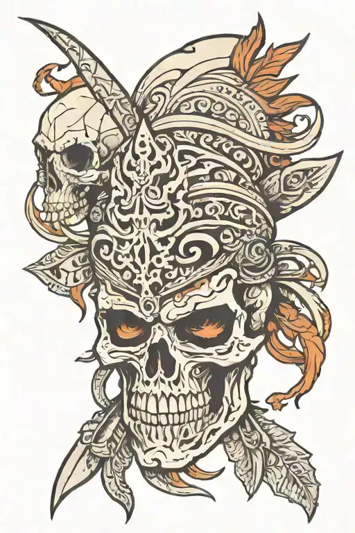 Skull Flame Warrior Tribal Haitian Le Marron Inconnu