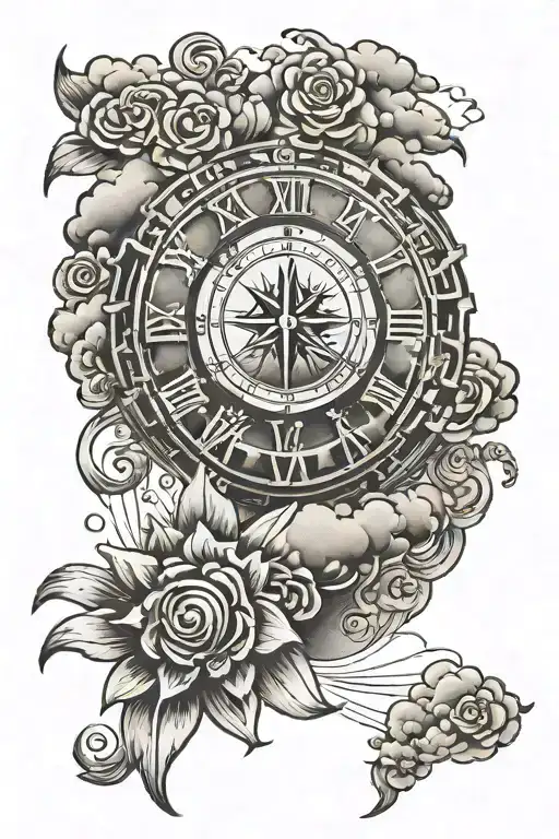 Clouds Sun Rays Roman Numerals