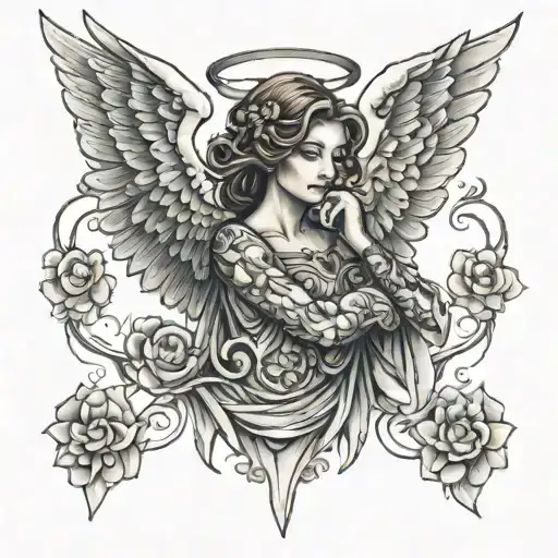 Angel With Tattoo Design