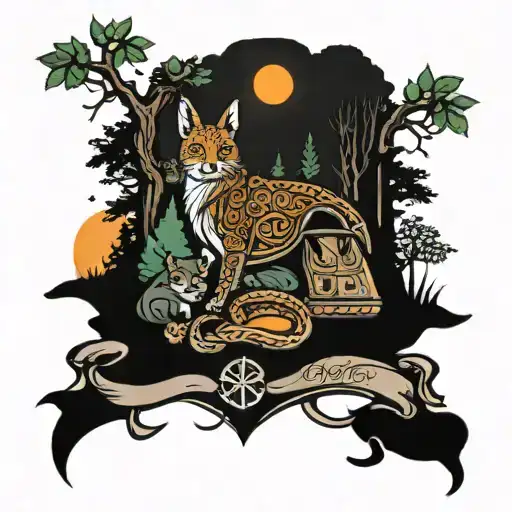 Celtic Animal Camping Scene