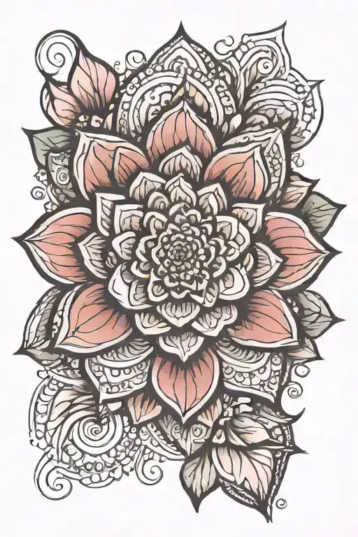 Mandala With Blooming Lotus Flower