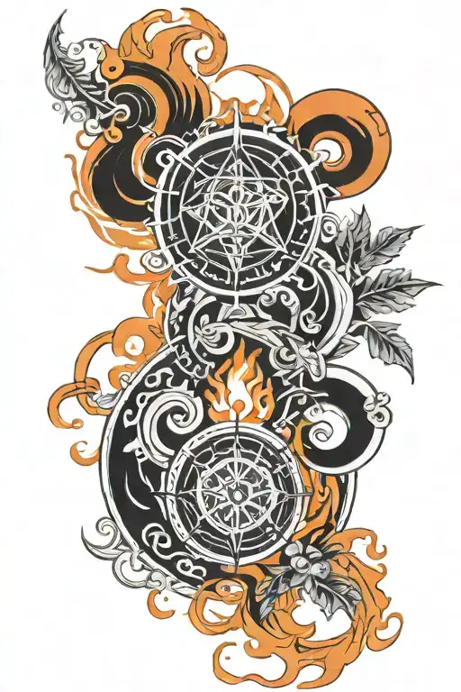 Fire And Earth Signs Intertwined With Elements